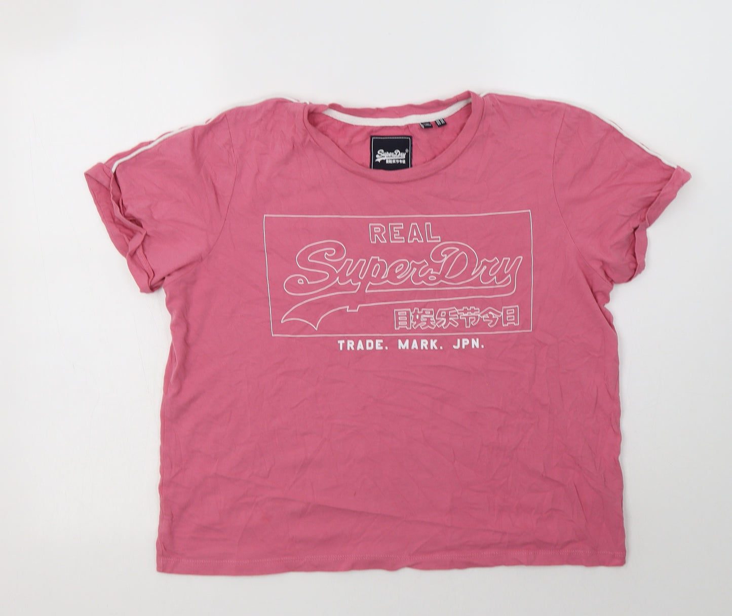 Superdry Womens Pink  Cotton Basic T-Shirt Size 14 Crew Neck
