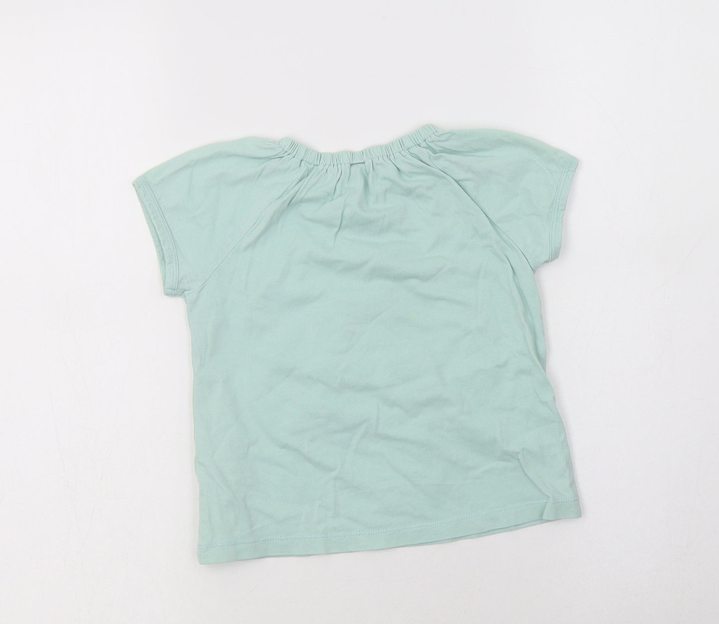 TU Girls Green  Cotton Basic T-Shirt Size 2-3 Years Crew Neck  - Butterfly