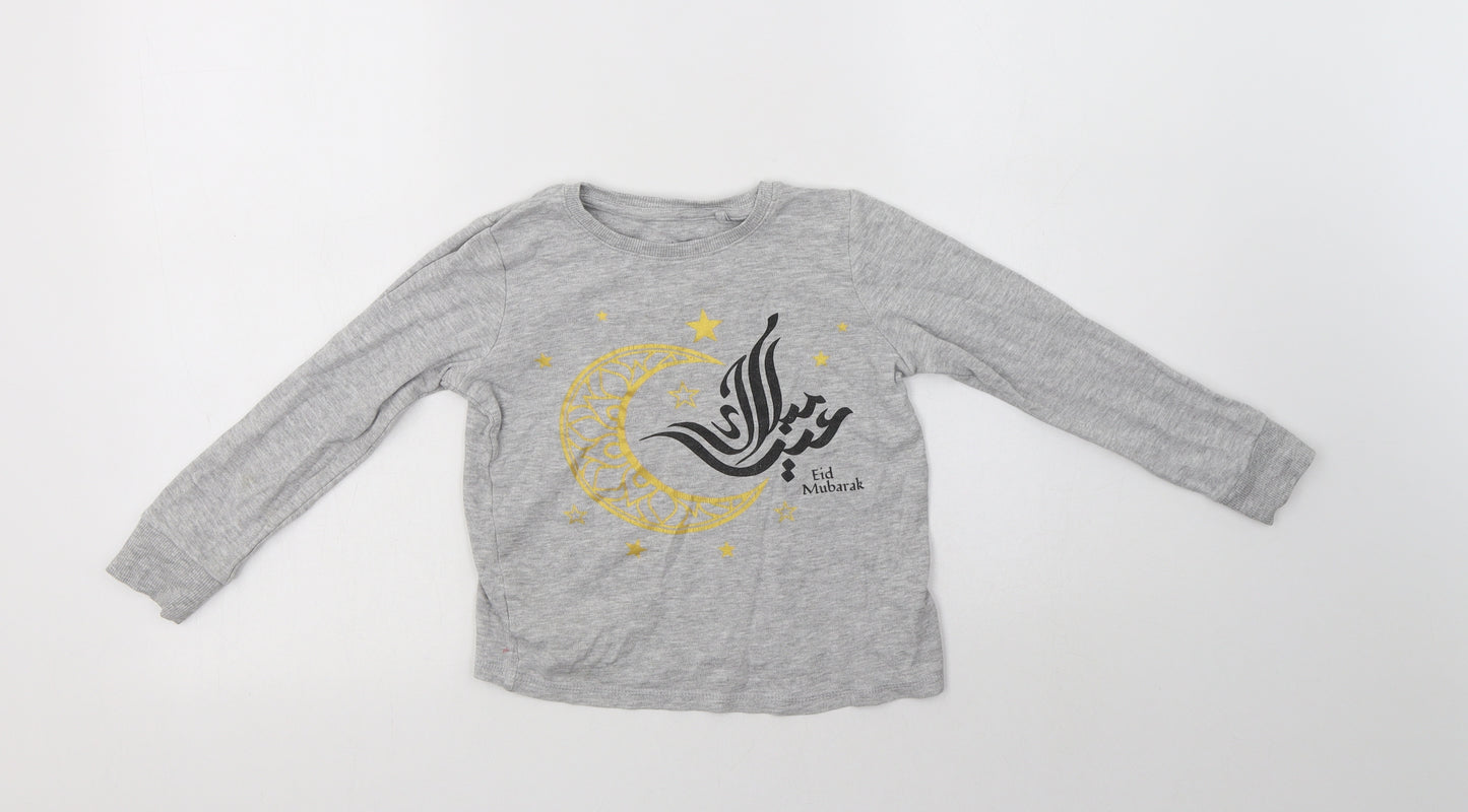 NEXT Girls Grey  Cotton Pullover Sweatshirt Size 5 Years   - Eid Mubarak