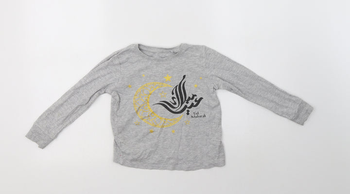 NEXT Girls Grey  Cotton Pullover Sweatshirt Size 5 Years   - Eid Mubarak