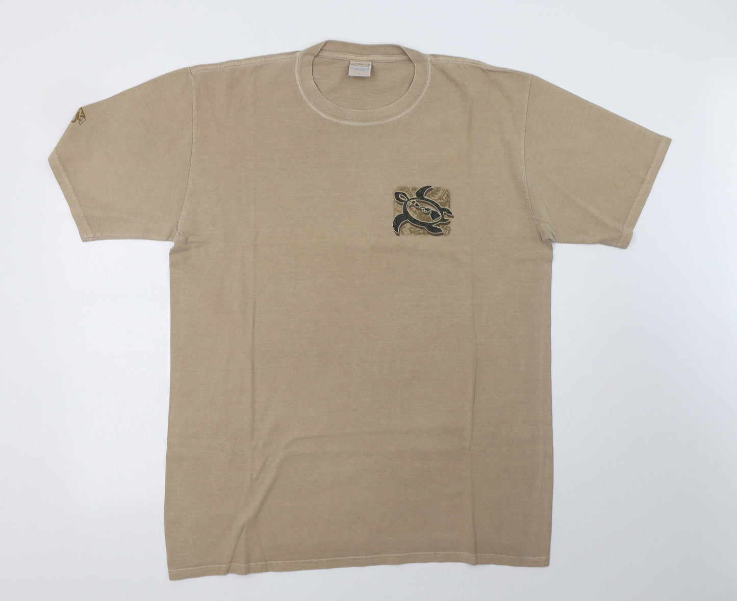 Crazy Shirts Mens Beige  Cotton  T-Shirt Size L Crew Neck  - Hawaii