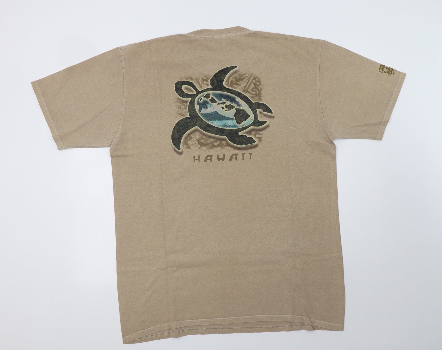 Crazy Shirts Mens Beige  Cotton  T-Shirt Size L Crew Neck  - Hawaii