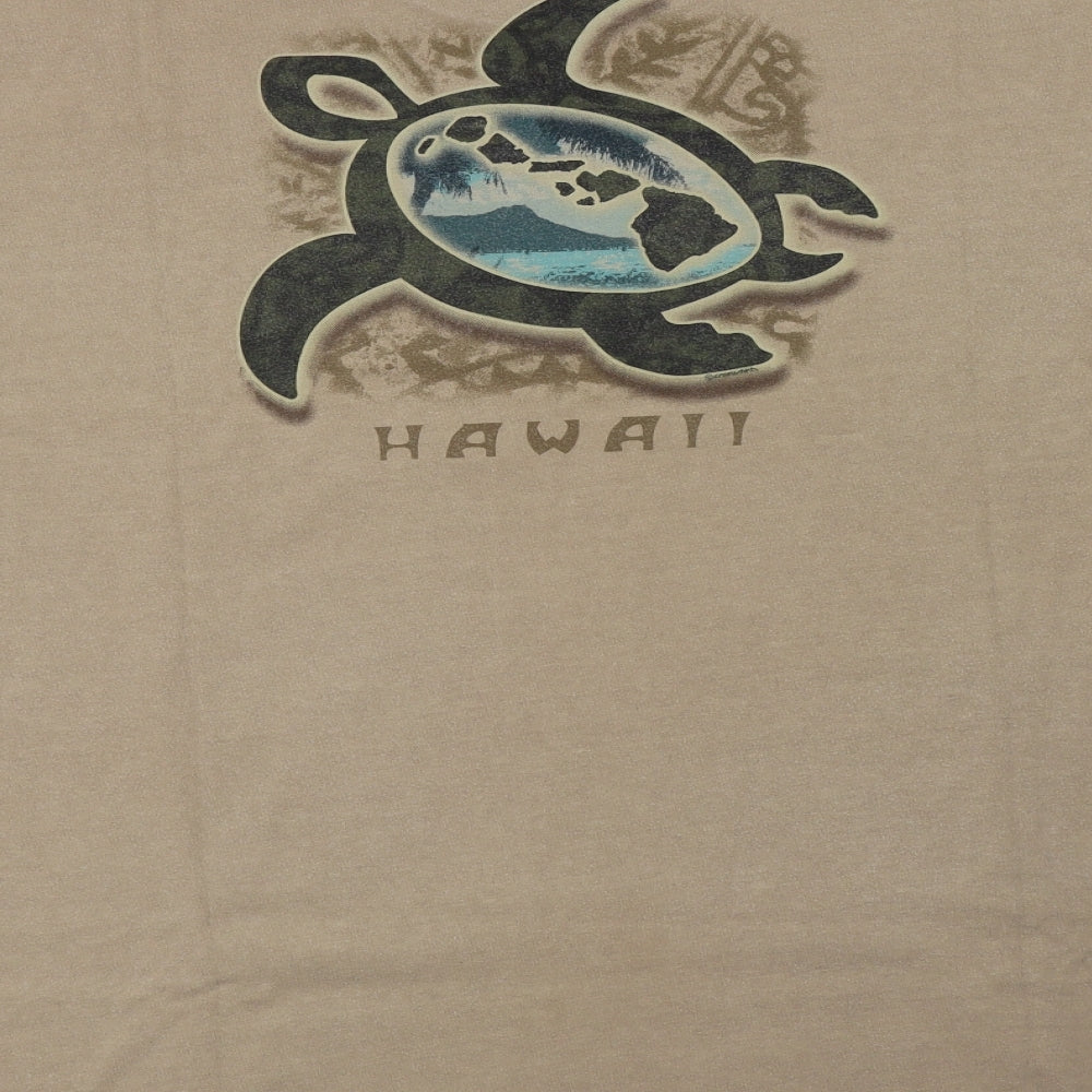 Crazy Shirts Mens Beige  Cotton  T-Shirt Size L Crew Neck  - Hawaii