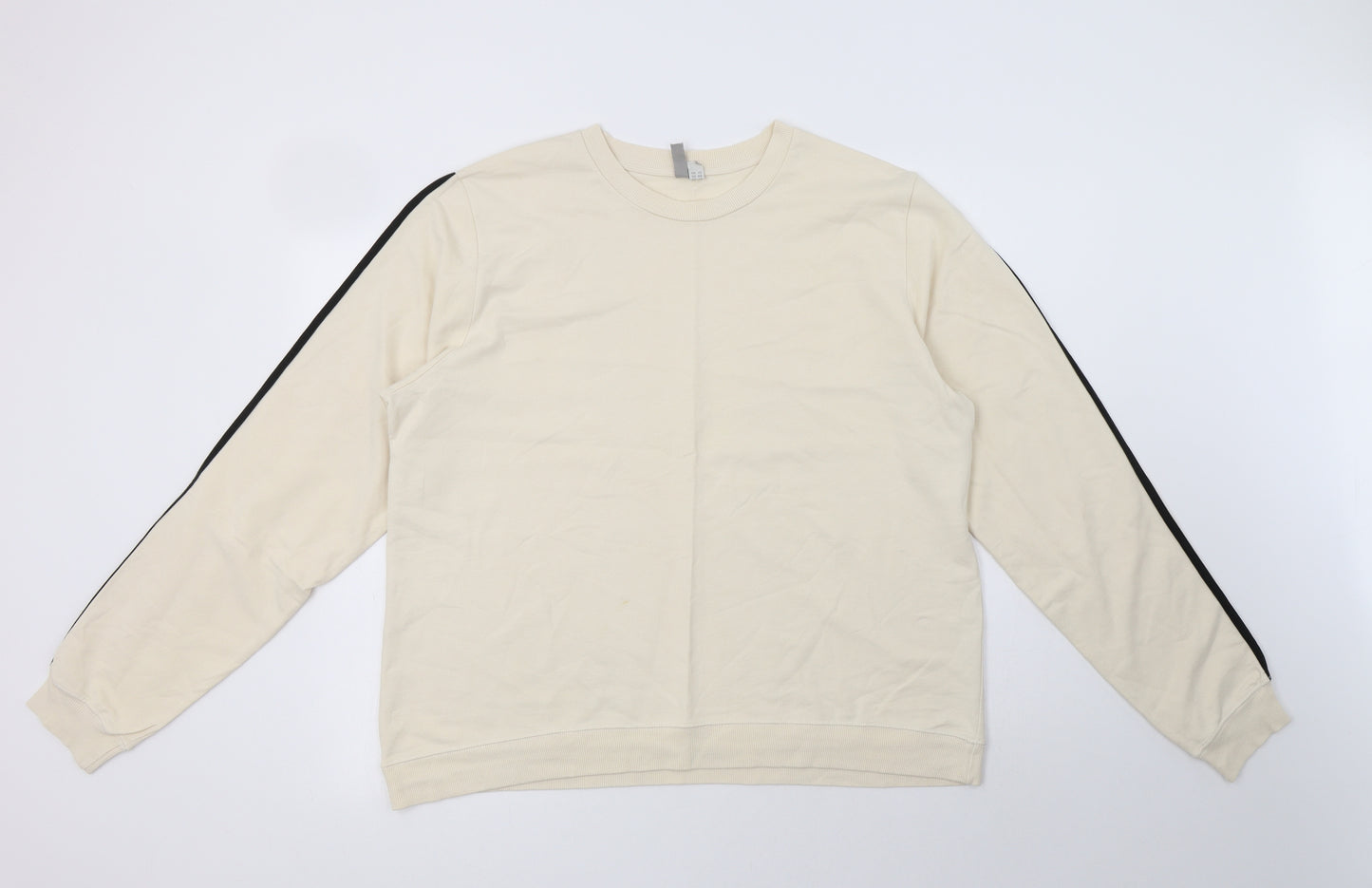 ASOS Womens Ivory Striped Cotton Pullover Sweatshirt Size 16