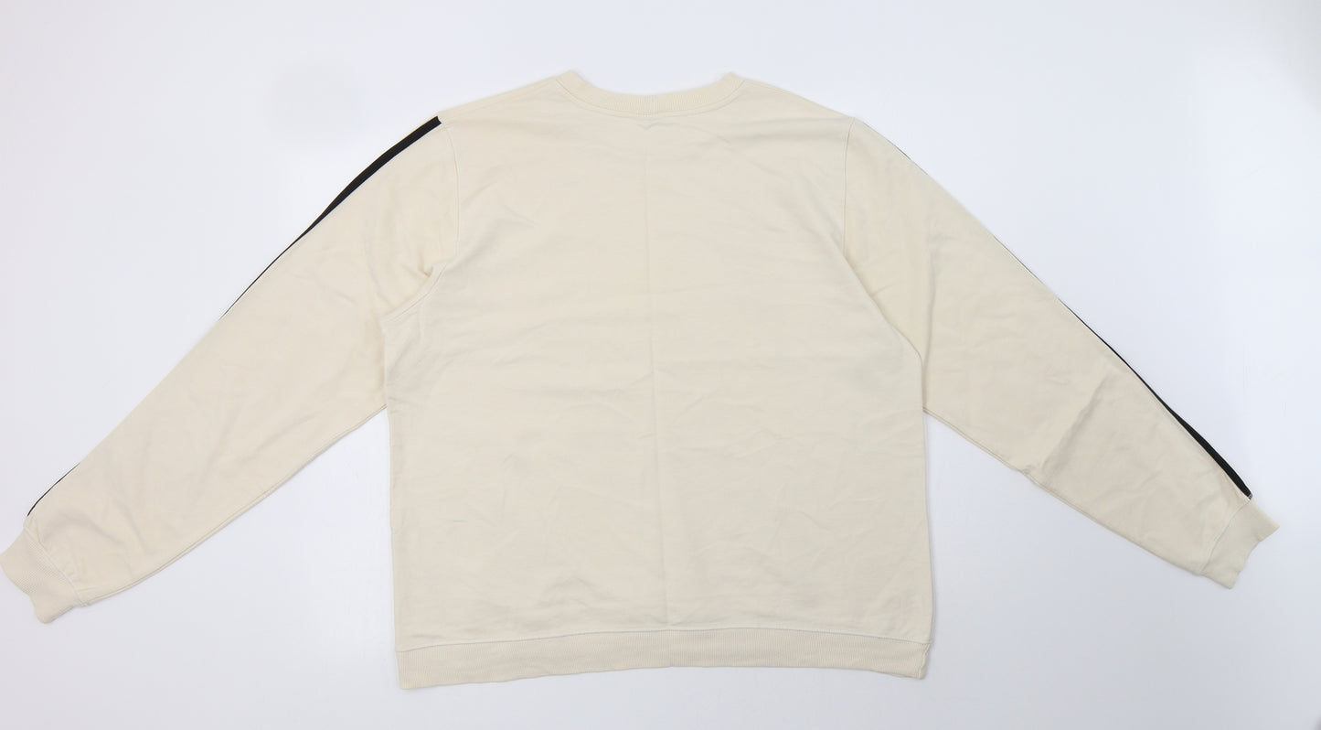 ASOS Womens Ivory Striped Cotton Pullover Sweatshirt Size 16