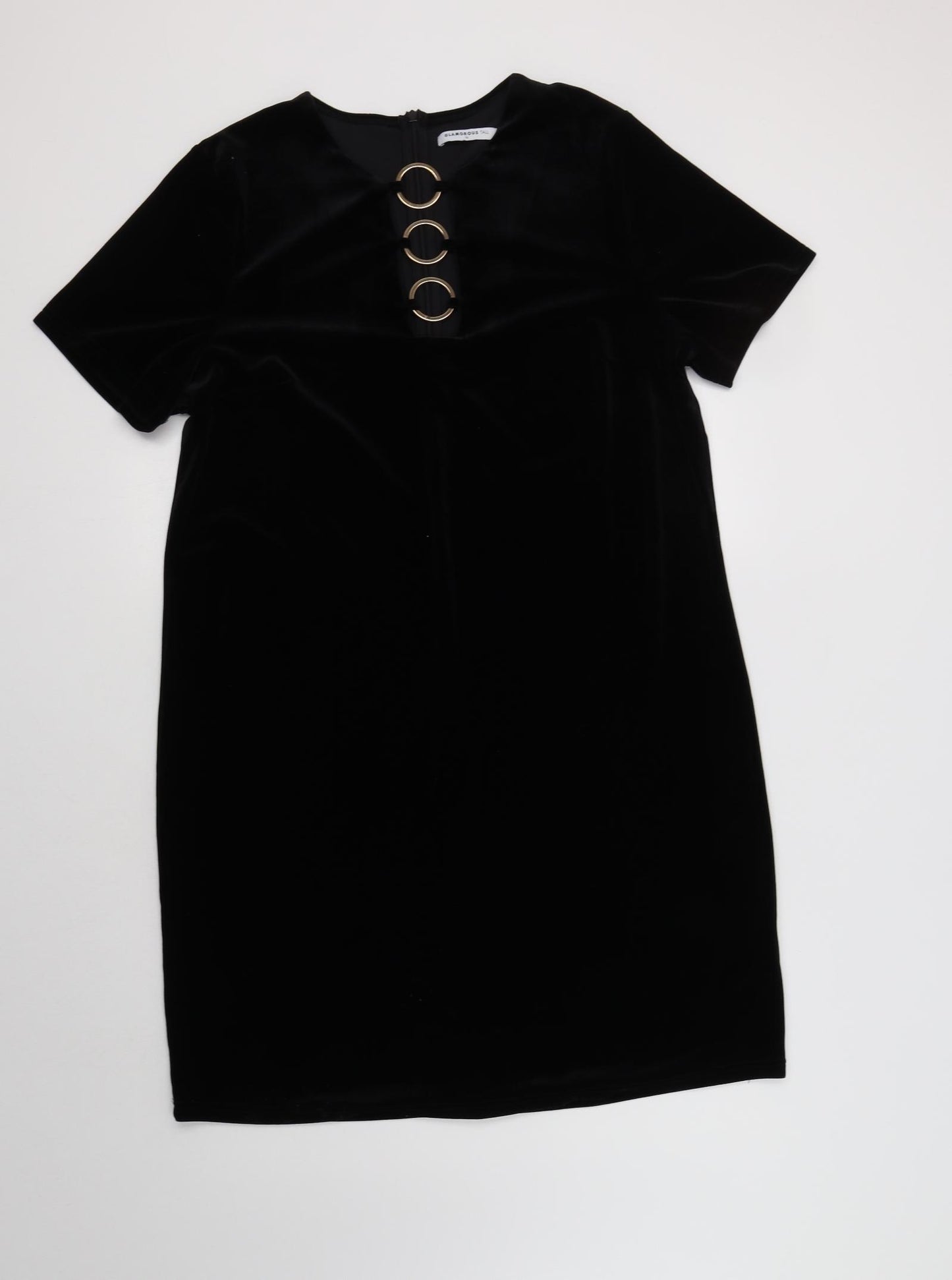 Glamorous Womens Black  Polyester A-Line  Size 16  Round Neck  - Neckline Detail