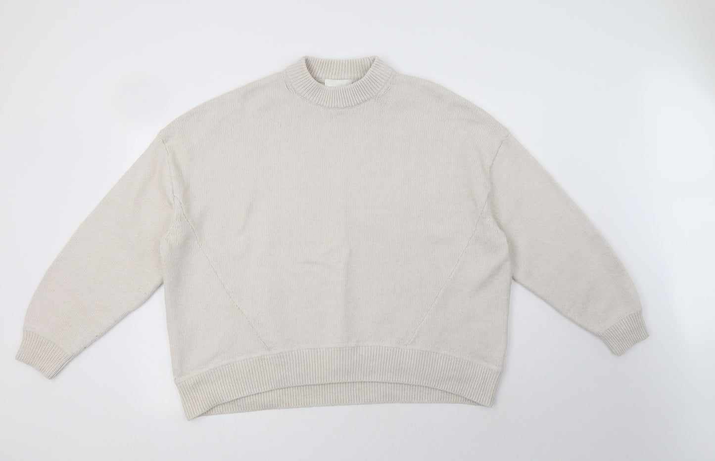 H&M Womens Beige Mock Neck  Polyester Pullover Jumper Size S