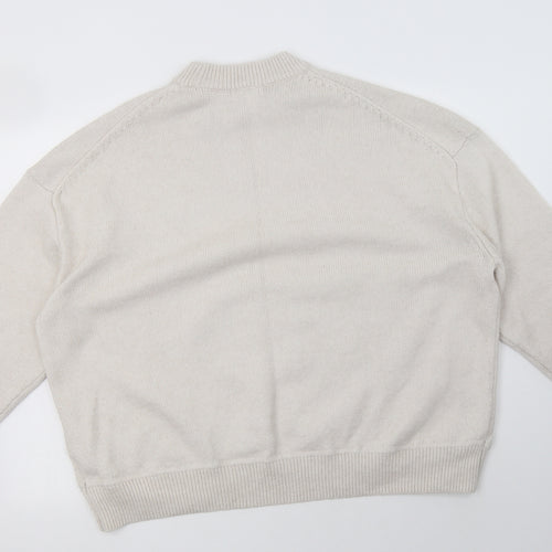 H&M Womens Beige Mock Neck  Polyester Pullover Jumper Size S