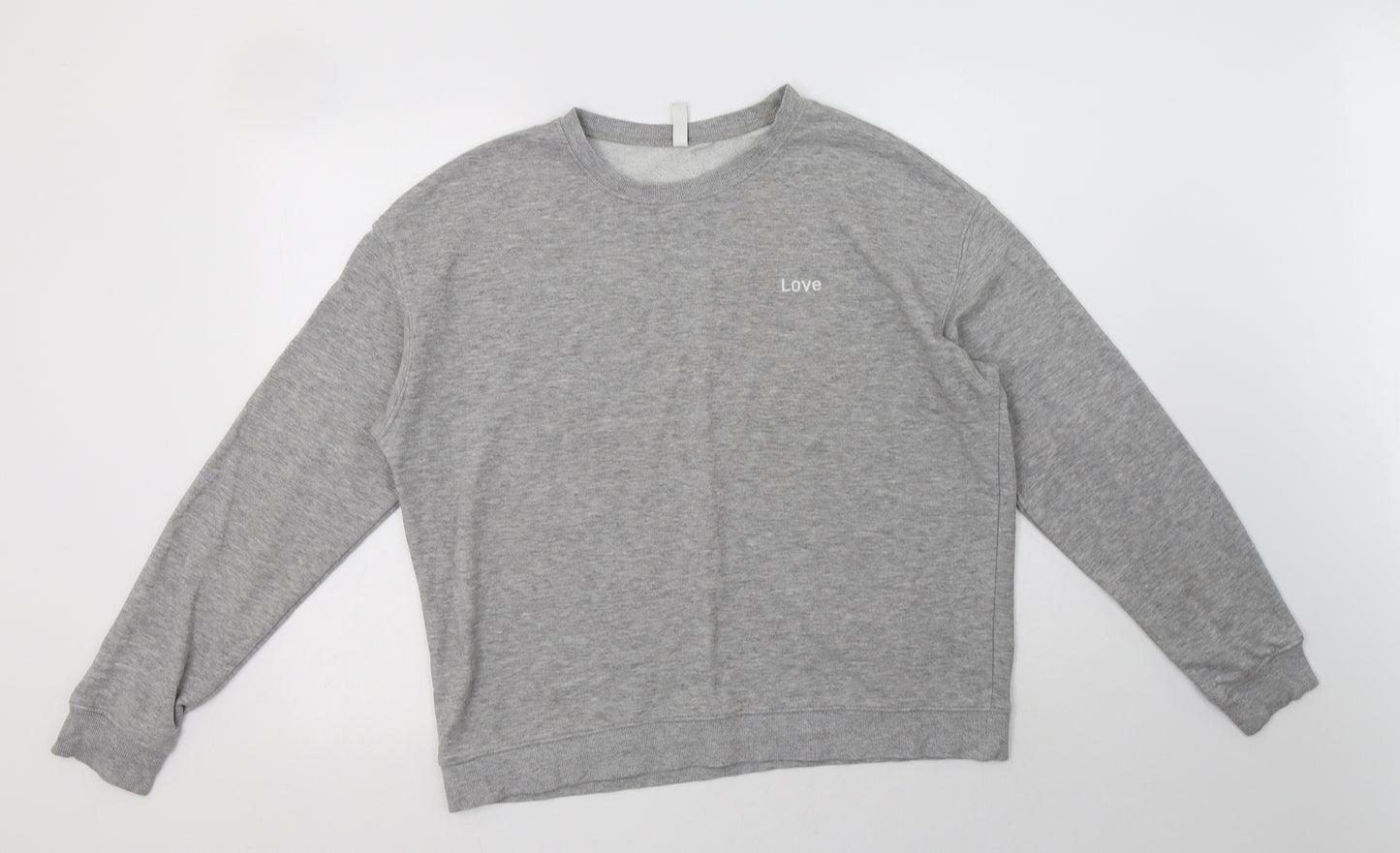 H&M Womens Grey  Cotton Pullover Sweatshirt Size L   - Love