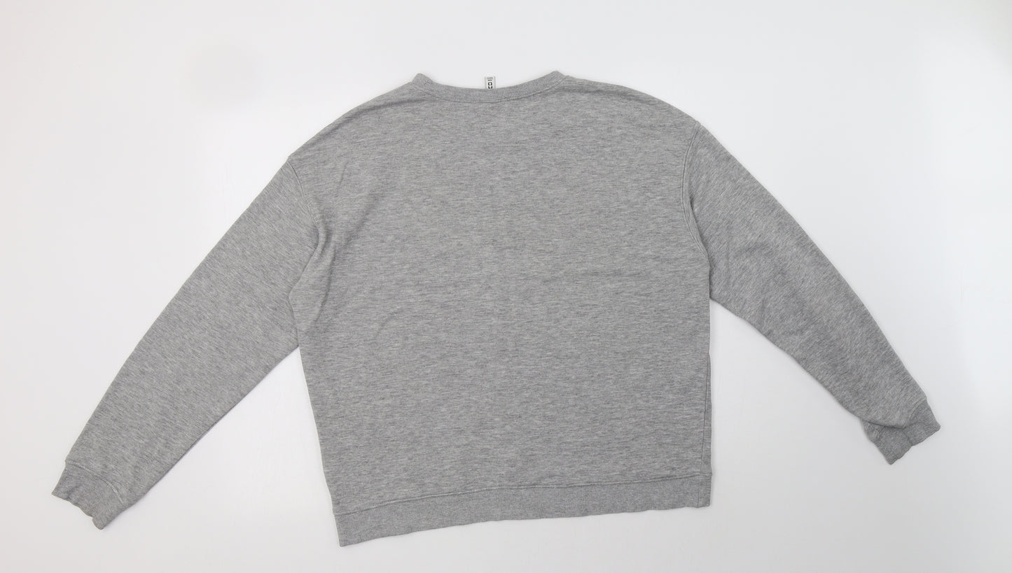 H&M Womens Grey  Cotton Pullover Sweatshirt Size L   - Love