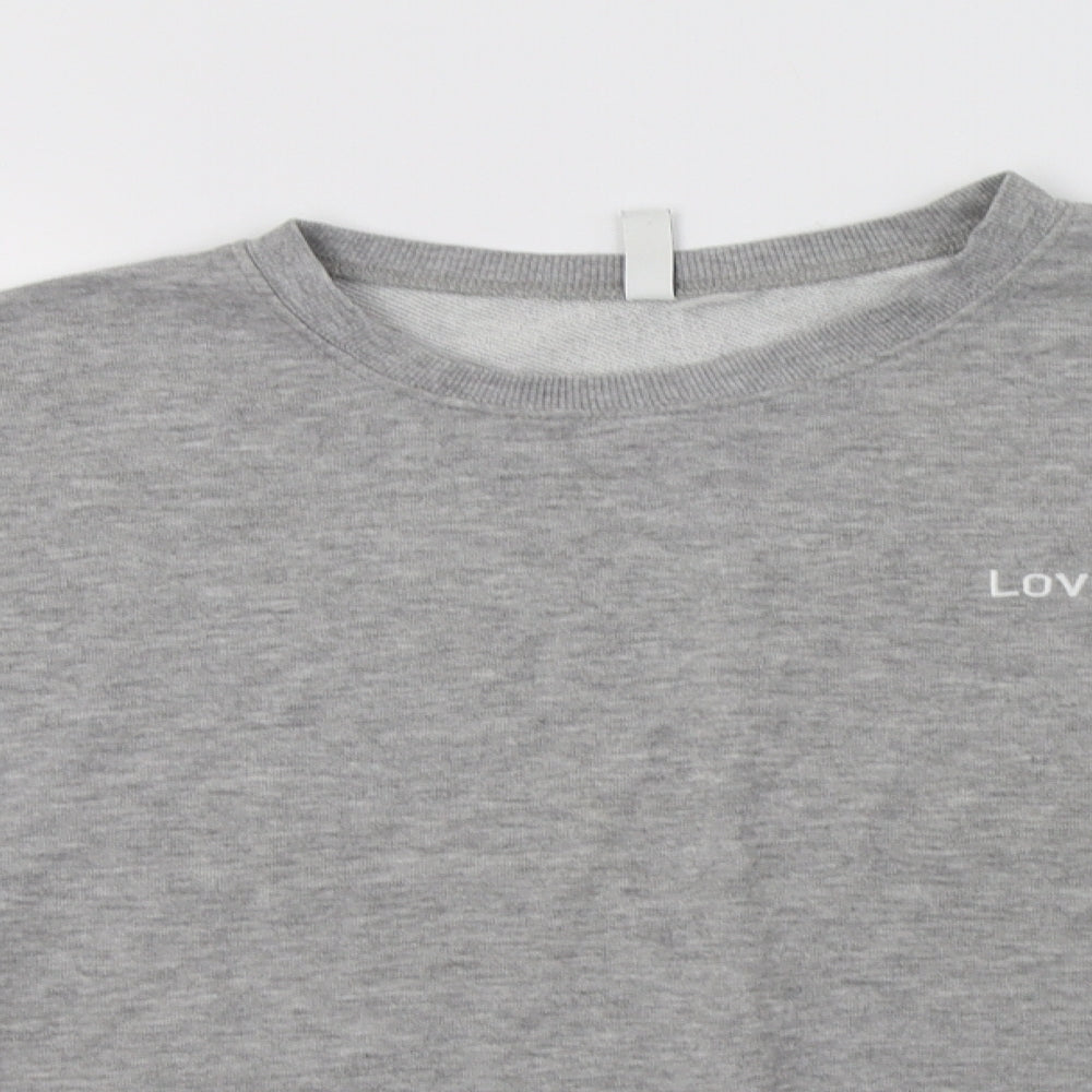 H&M Womens Grey  Cotton Pullover Sweatshirt Size L   - Love