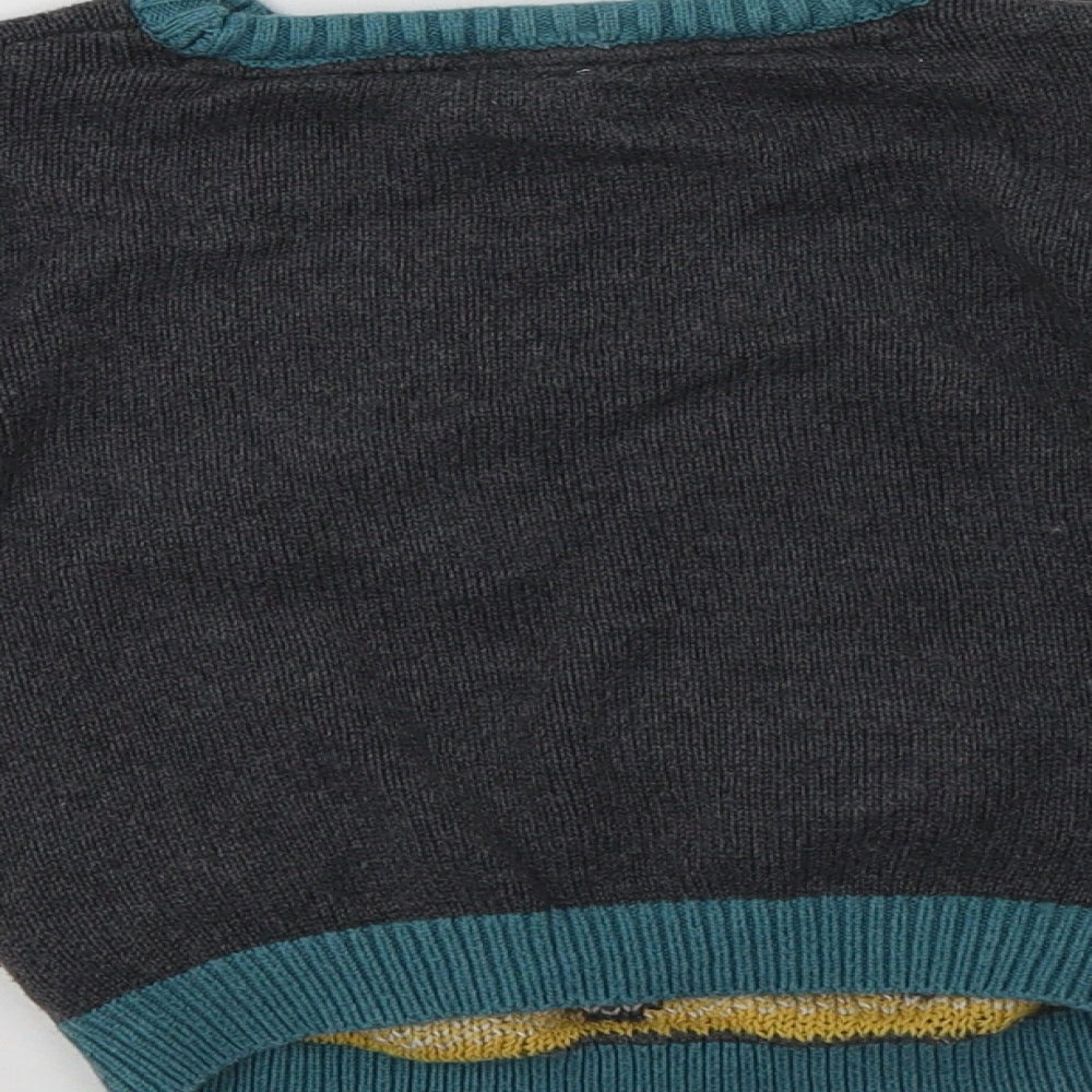 M&S Boys Grey Crew Neck  Cotton Pullover Jumper Size 2-3 Years   - Rocket