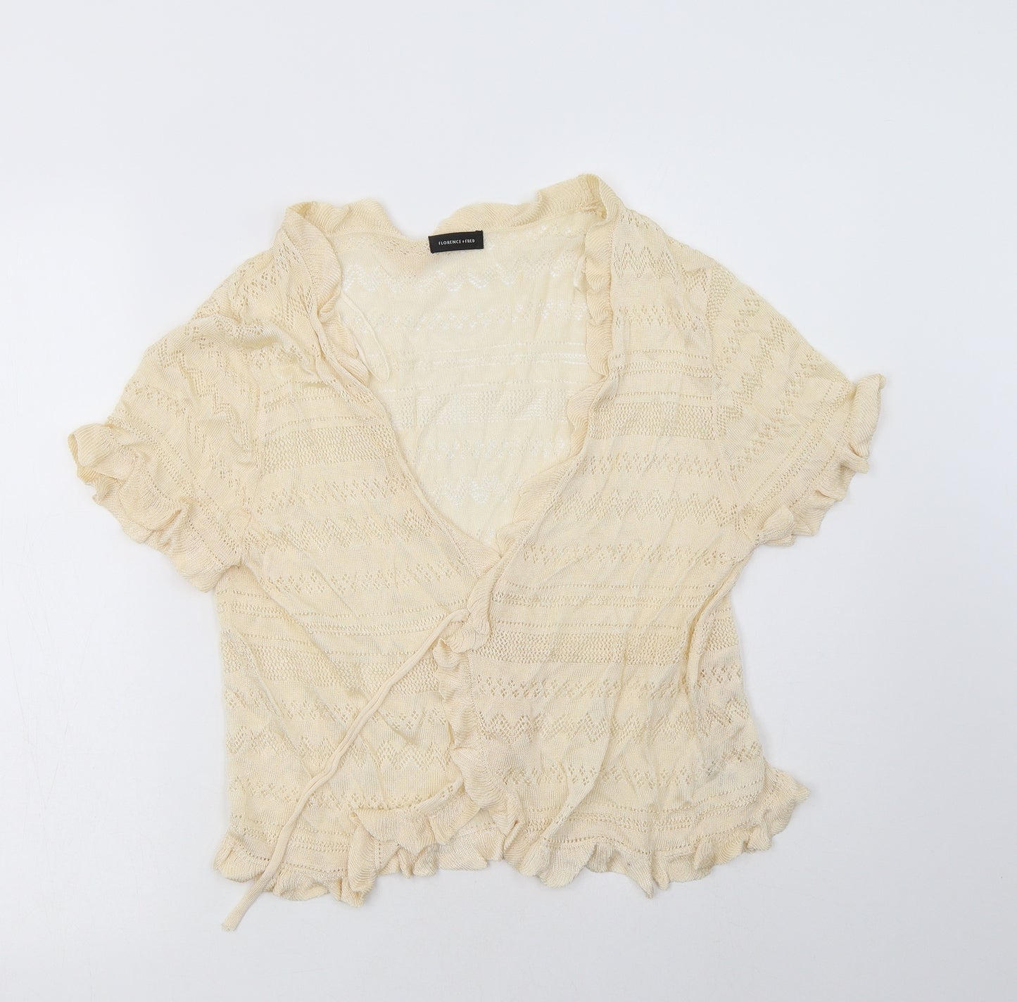 F&F Womens Beige V-Neck  Viscose Shrug Jumper Size 22