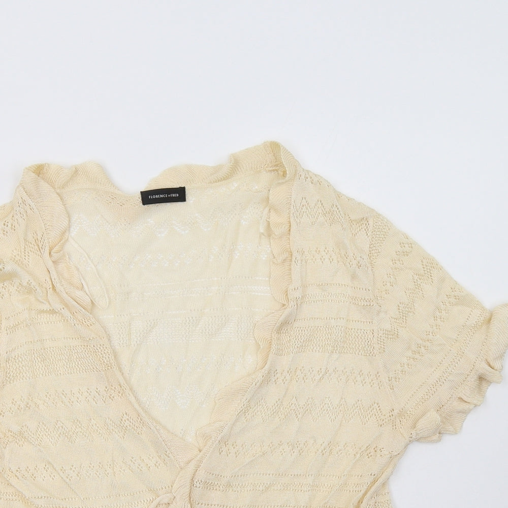 F&F Womens Beige V-Neck  Viscose Shrug Jumper Size 22