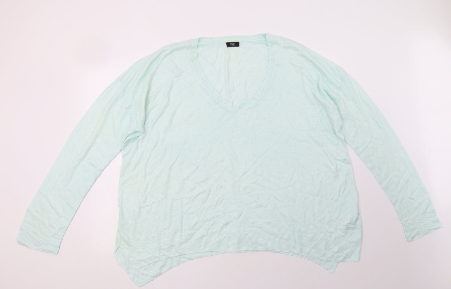 F&F Womens Green Scoop Neck  Acrylic Pullover Jumper Size 22