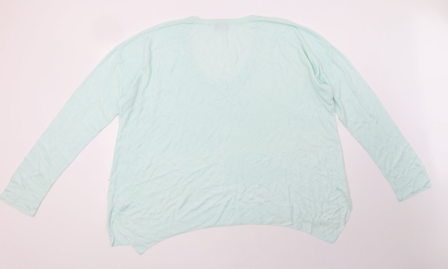 F&F Womens Green Scoop Neck  Acrylic Pullover Jumper Size 22