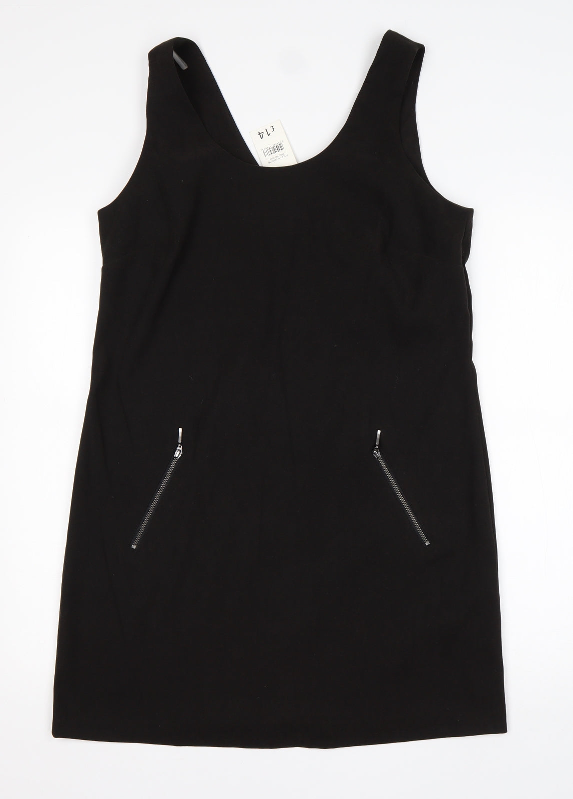 George Womens Black  Polyester Pinafore/Dungaree Dress  Size 12  V-Neck