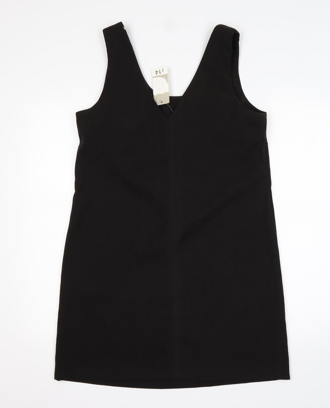 George Womens Black  Polyester Pinafore/Dungaree Dress  Size 12  V-Neck