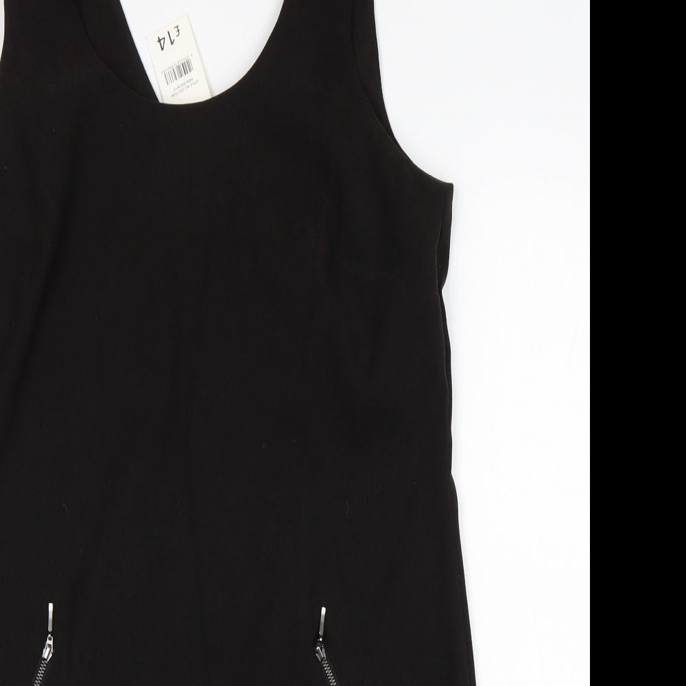 George Womens Black  Polyester Pinafore/Dungaree Dress  Size 12  V-Neck