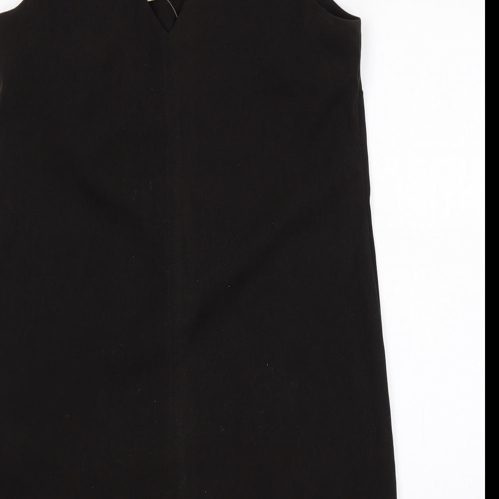 George Womens Black  Polyester Pinafore/Dungaree Dress  Size 12  V-Neck