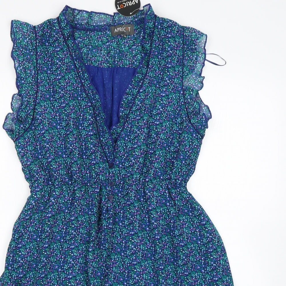 Apricot Womens Multicoloured Floral Polyester Fit & Flare  Size 10  V-Neck