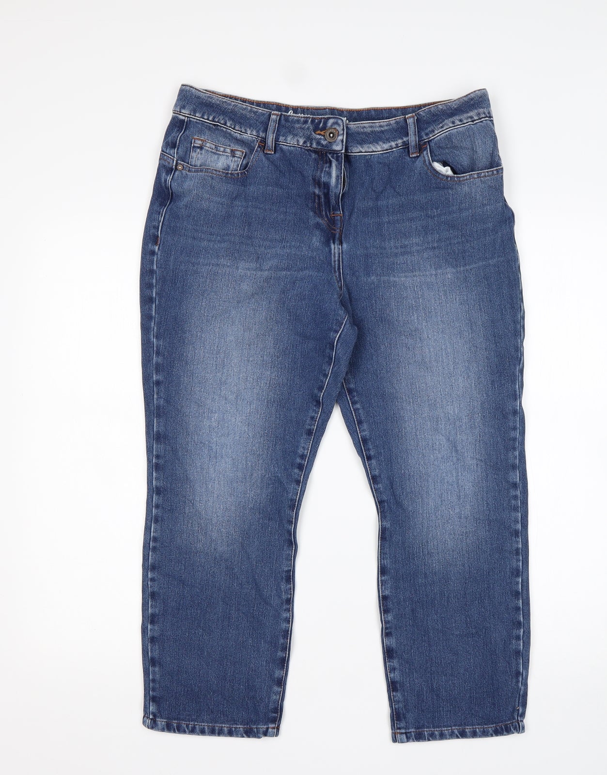 NEXT Womens Blue  Cotton Cropped Jeans Size 14 L23 in Regular