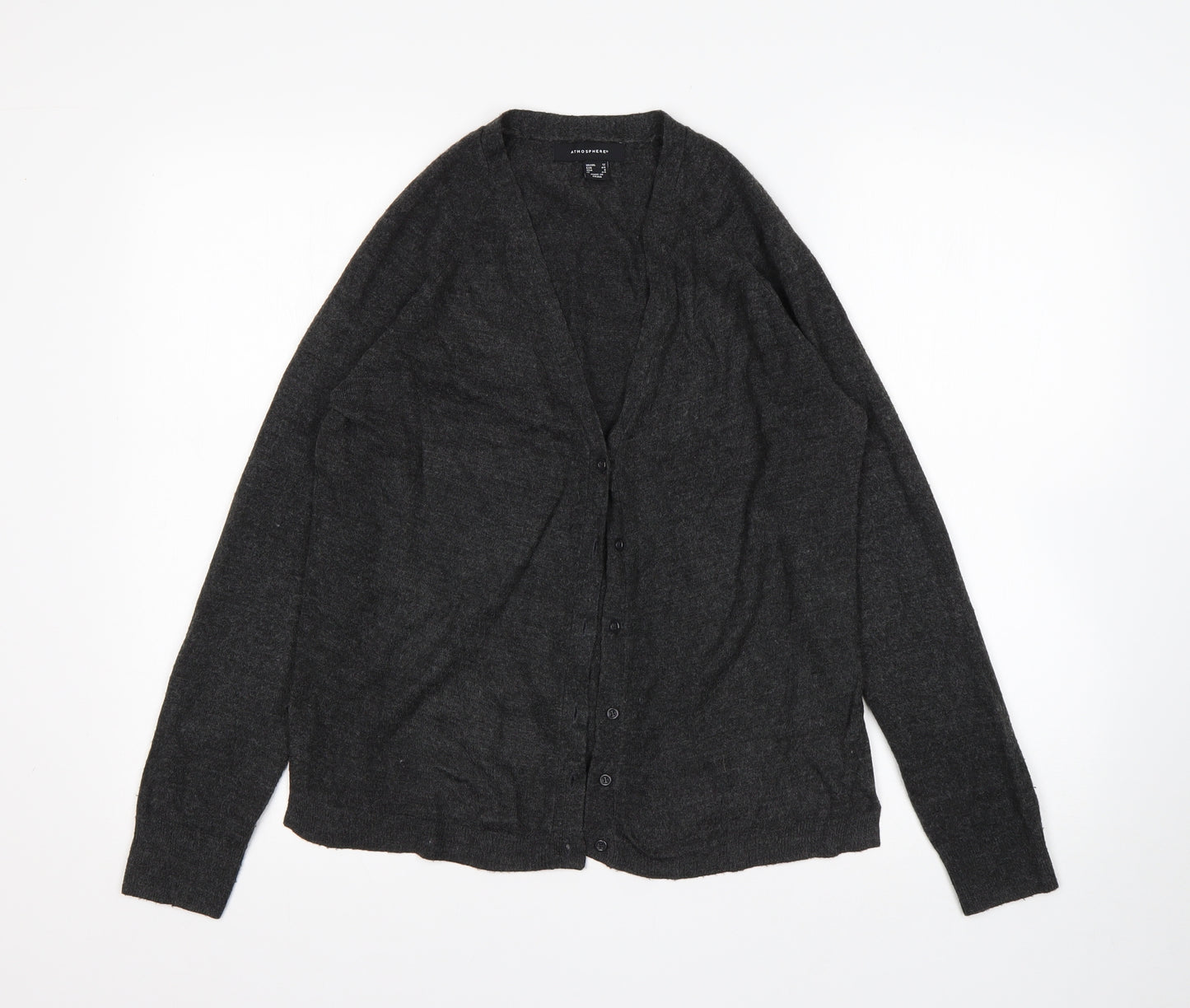Atmosphere Womens Grey V-Neck  Acrylic Cardigan Jumper Size 12