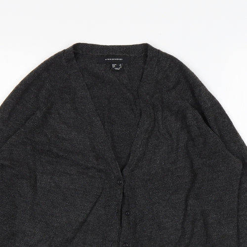 Atmosphere Womens Grey V-Neck  Acrylic Cardigan Jumper Size 12