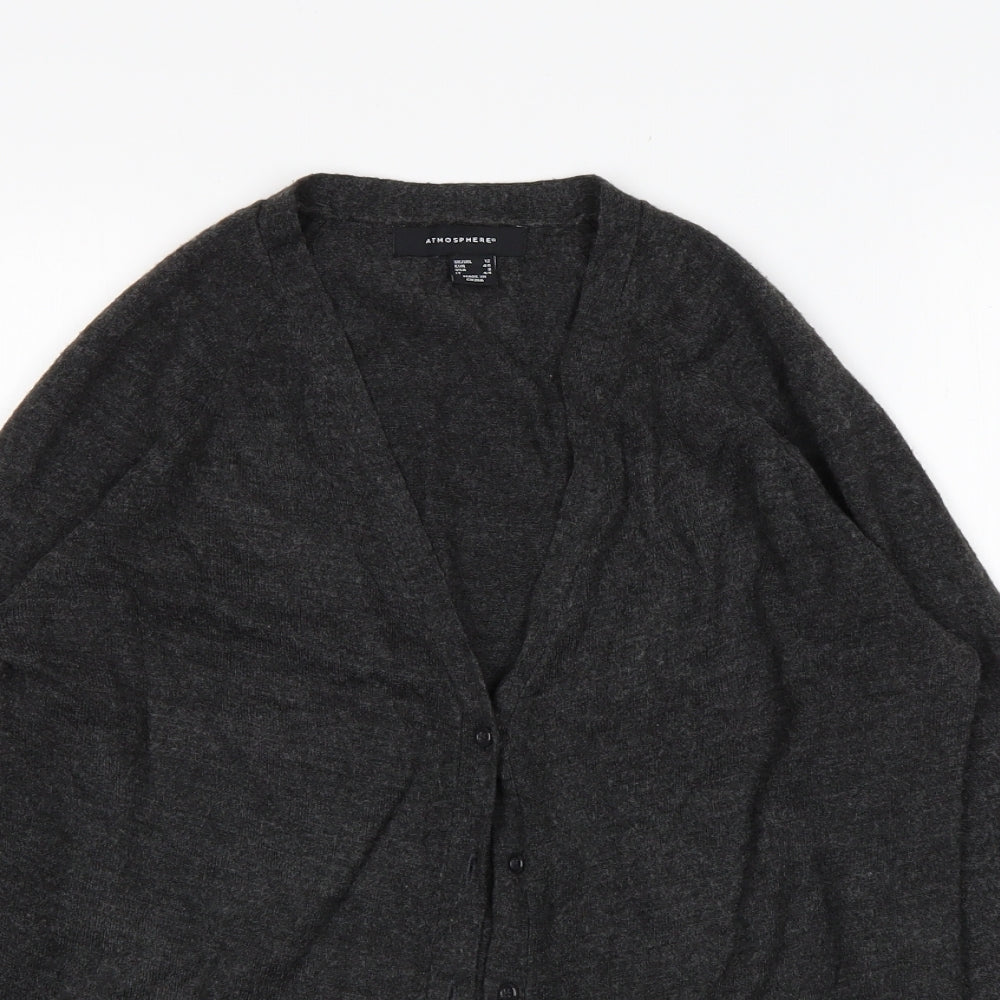 Atmosphere Womens Grey V-Neck  Acrylic Cardigan Jumper Size 12