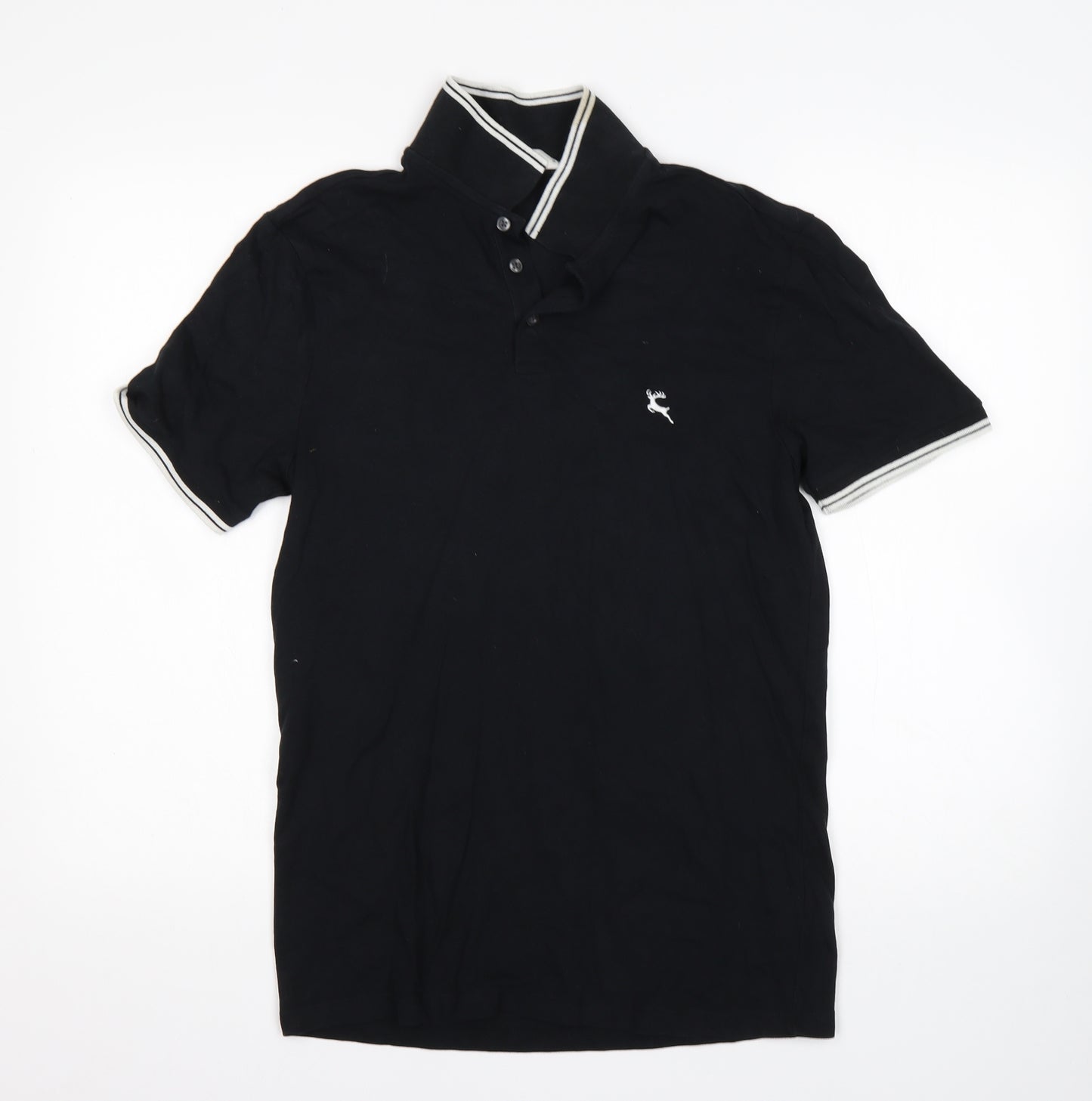 F&F Mens Black  Cotton  Polo Size S Collared