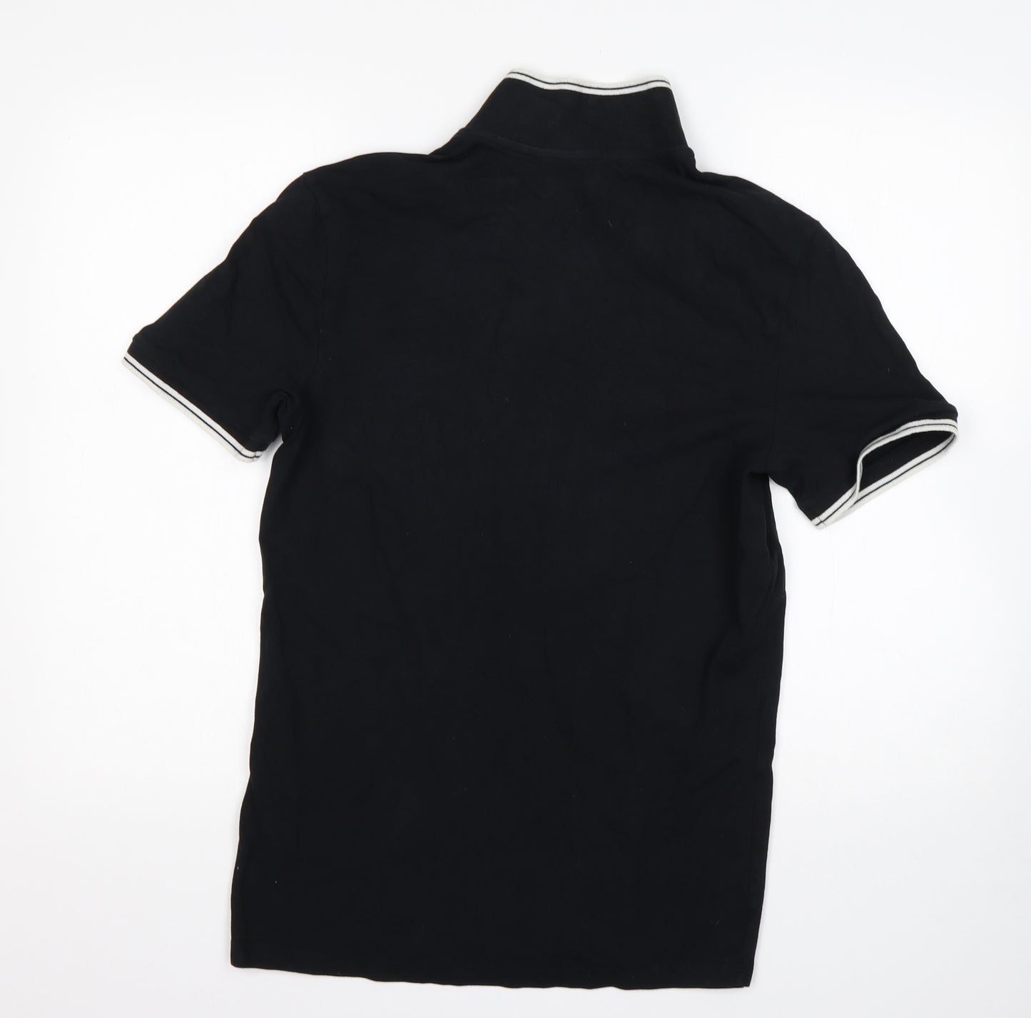 F&F Mens Black  Cotton  Polo Size S Collared
