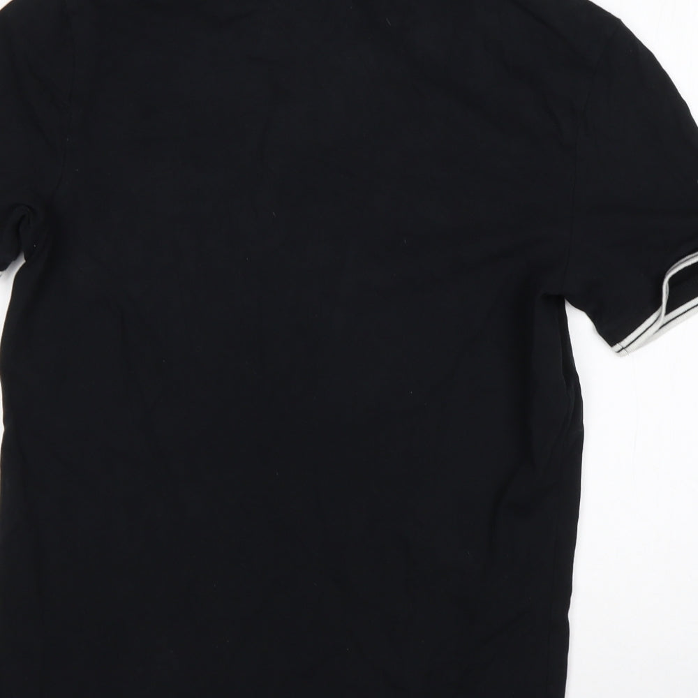 F&F Mens Black  Cotton  Polo Size S Collared