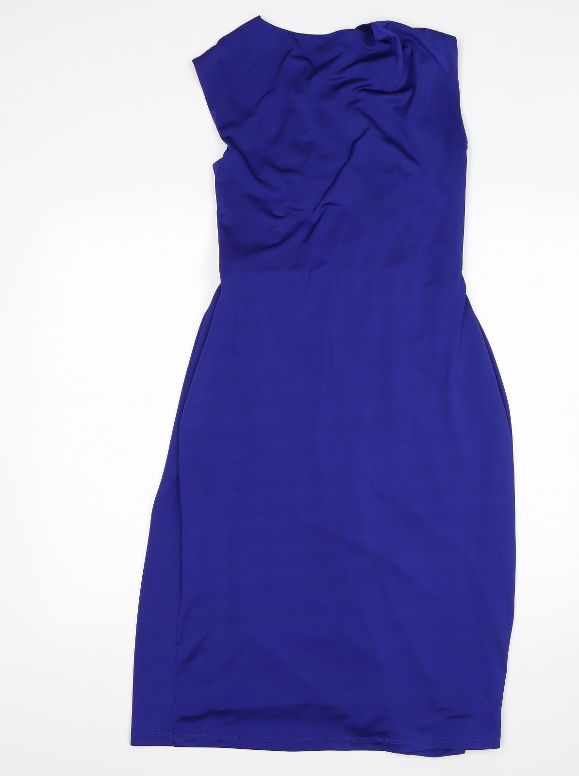 de but Womens Blue  Polyester Sheath  Size 10  V-Neck