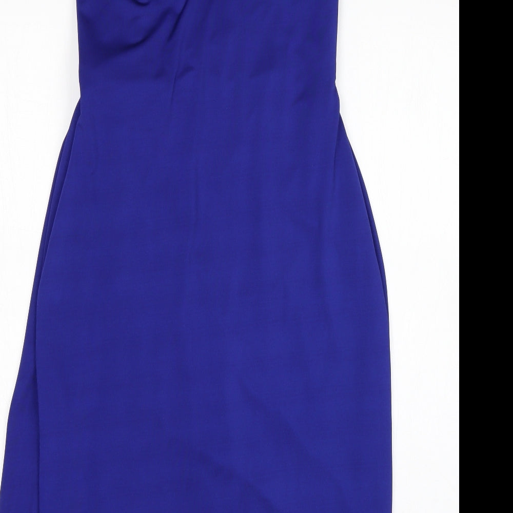 de but Womens Blue  Polyester Sheath  Size 10  V-Neck