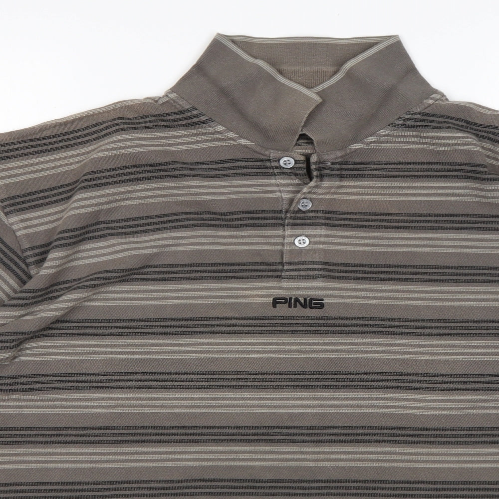 Ping Mens Multicoloured Striped Cotton  Polo Size XL Roll Neck