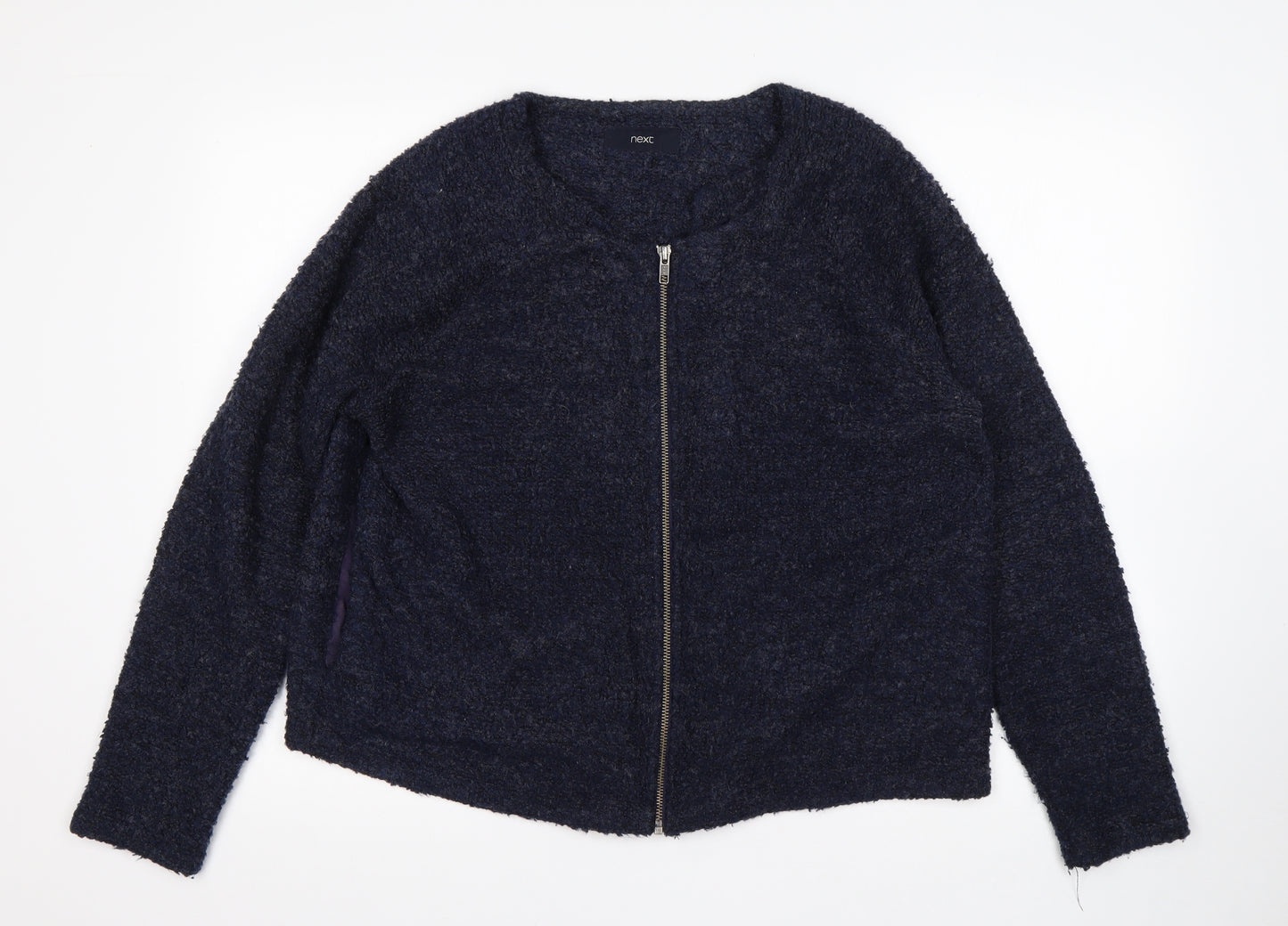 NEXT Womens Blue Round Neck  Polyester Full Zip Jumper Size 18