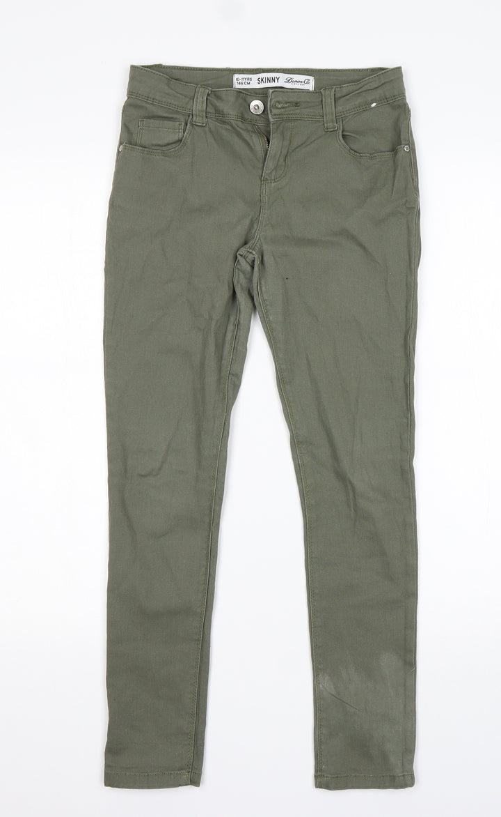 Denim Co Girls Green Cotton Skinny Jeans Size 10-11 Years Regular