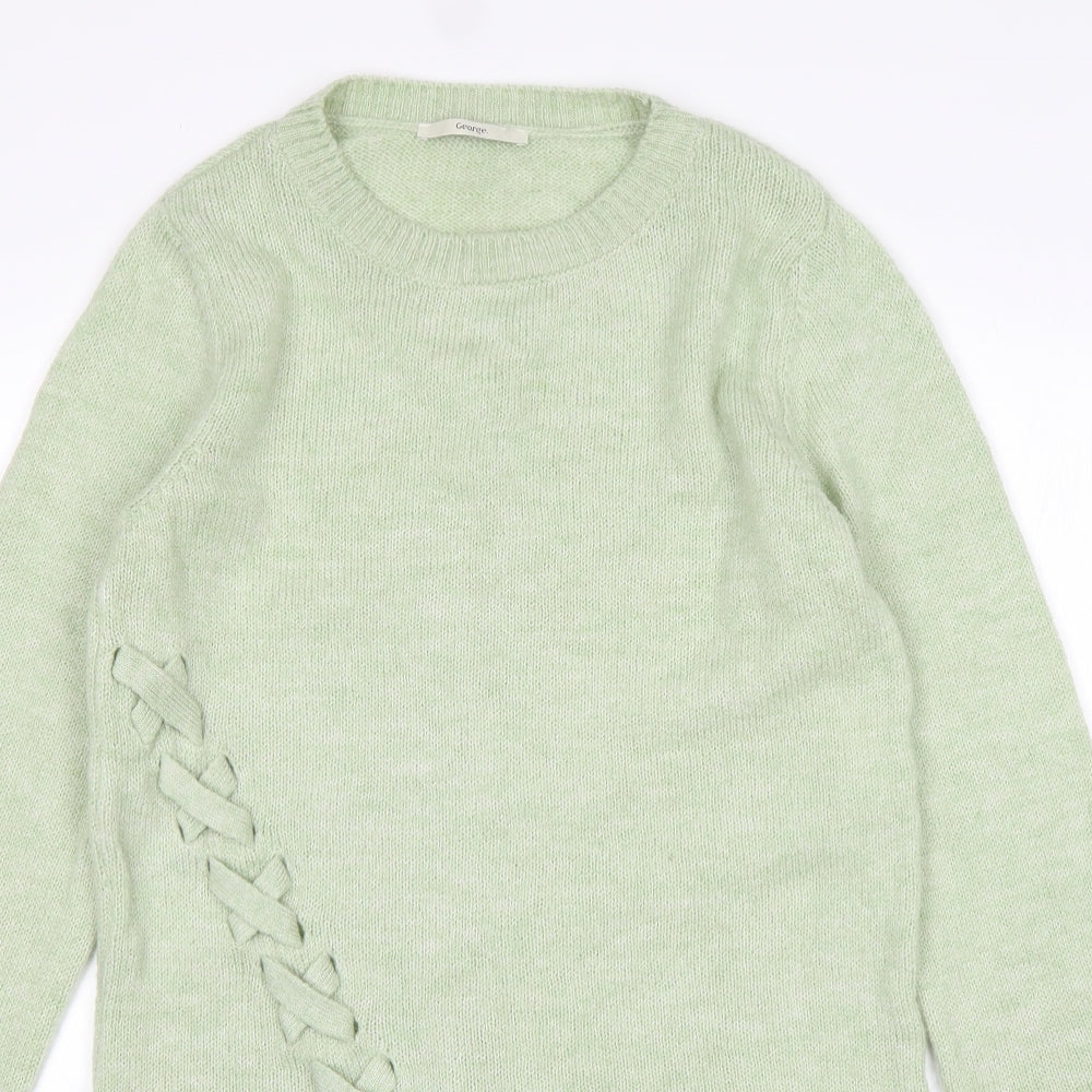 George Womens Green Round Neck  Acrylic Pullover Jumper Size 12