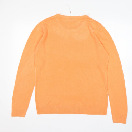 Paramour Womens Orange Round Neck  Acrylic Pullover Jumper Size M