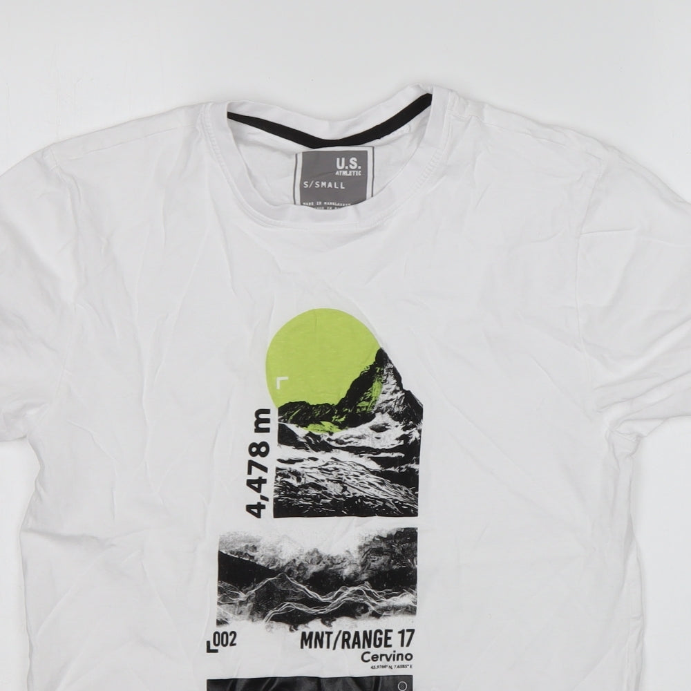Matalan Mens White  Cotton  T-Shirt Size S Round Neck