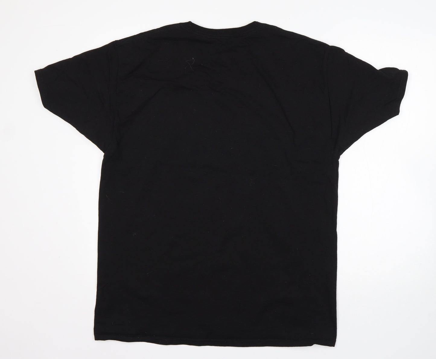 Hanes Mens Black  Cotton  T-Shirt Size L Round Neck