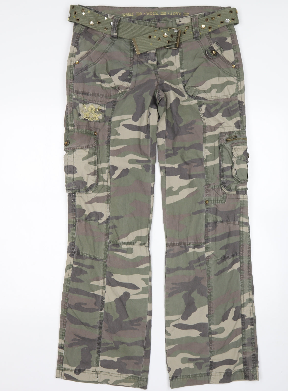 Preworn Womens Multicoloured Camouflage Cotton Cargo Trousers Size 12 L33 in Regular