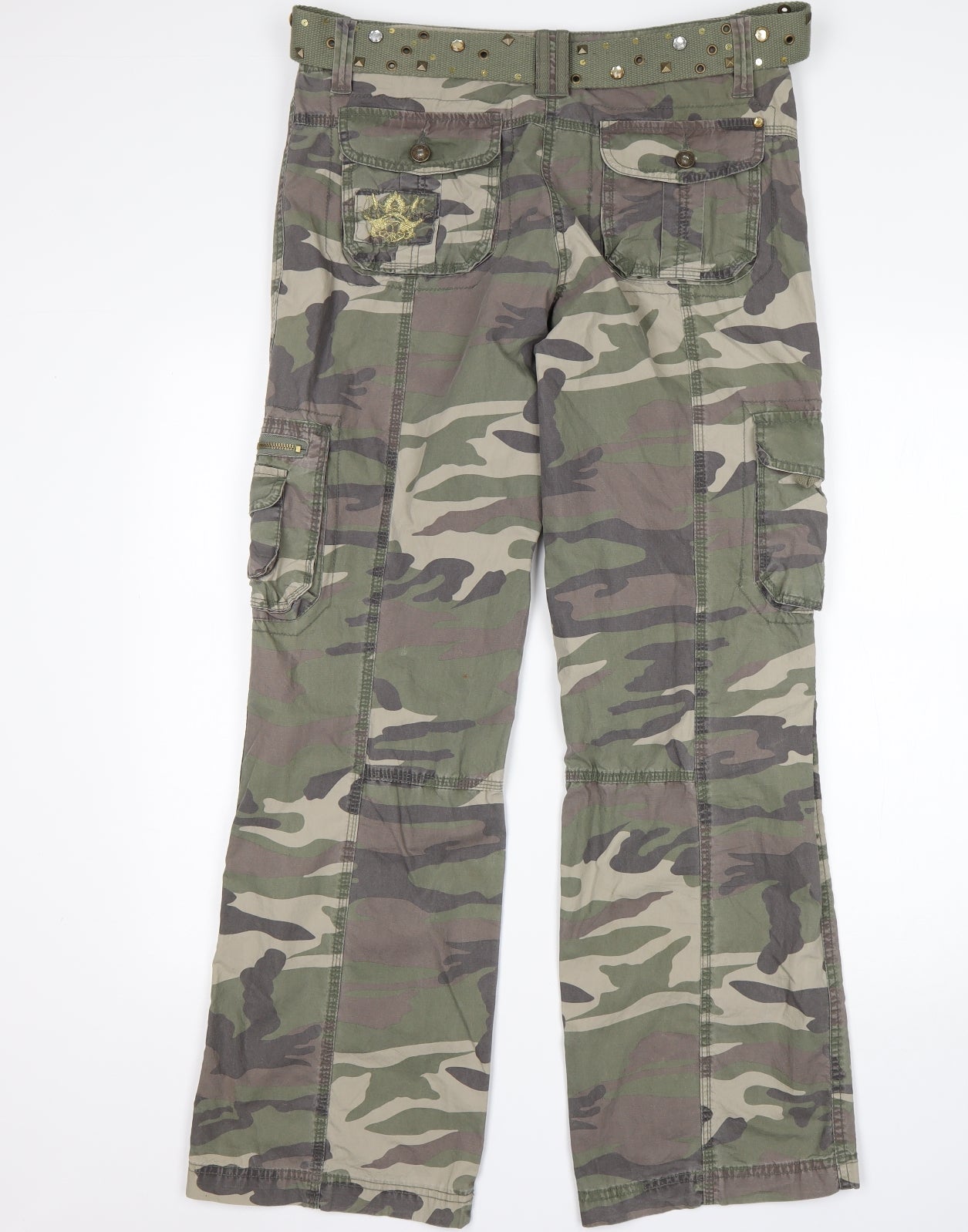 Preworn Womens Multicoloured Camouflage Cotton Cargo Trousers Size 12 L33 in Regular