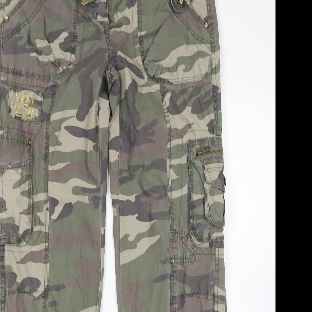 Preworn Womens Multicoloured Camouflage Cotton Cargo Trousers Size 12 L33 in Regular
