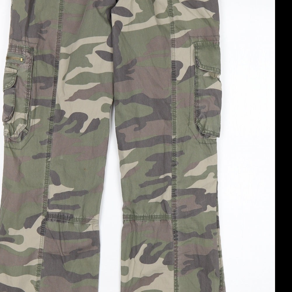 Preworn Womens Multicoloured Camouflage Cotton Cargo Trousers Size 12 L33 in Regular