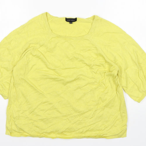 New Lok Womens Green Square Neck  Viscose Pullover Jumper Size 12