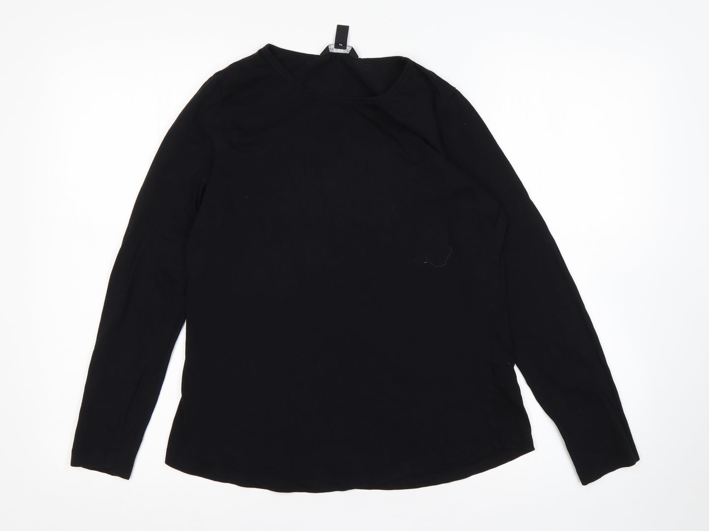 New Look Womens Black  Cotton Basic T-Shirt Size 12 Round Neck