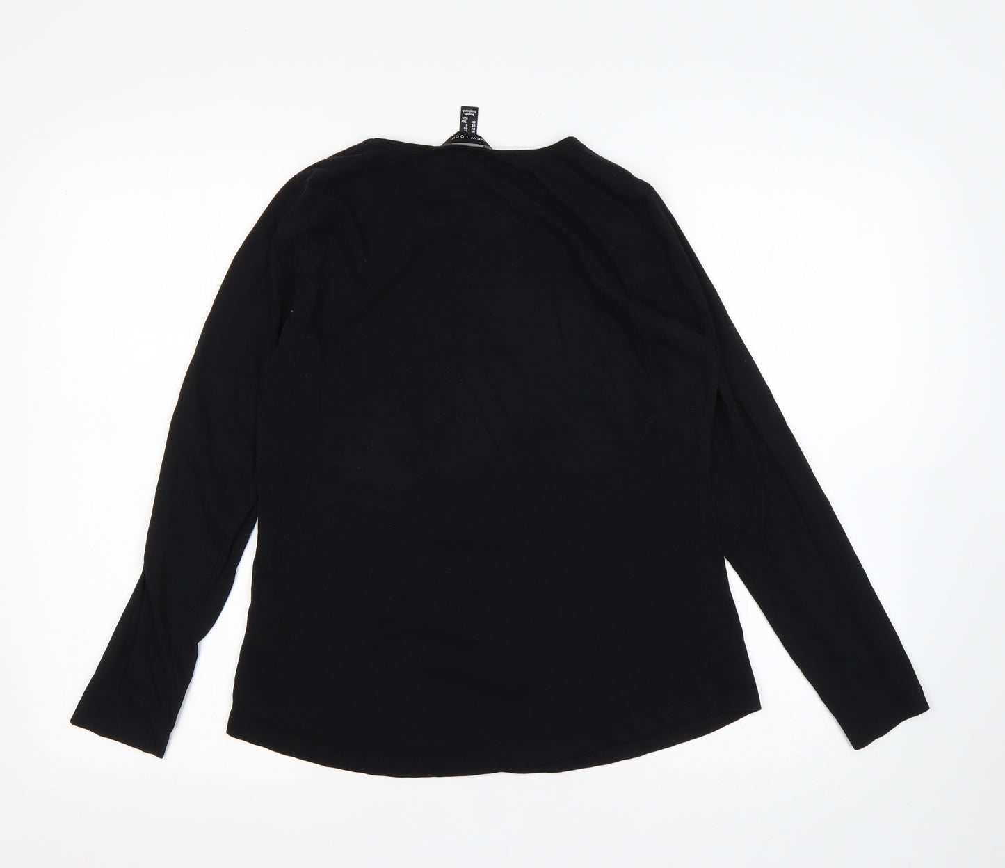 New Look Womens Black  Cotton Basic T-Shirt Size 12 Round Neck