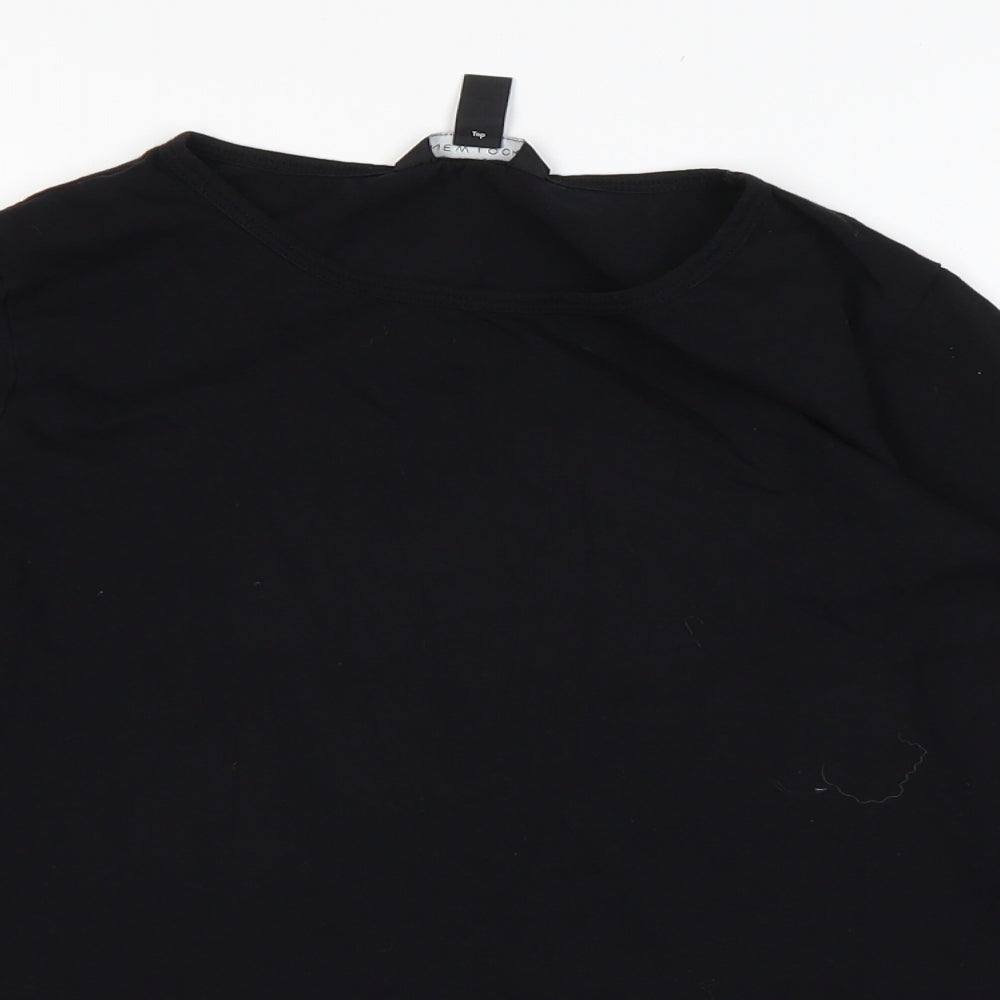 New Look Womens Black  Cotton Basic T-Shirt Size 12 Round Neck
