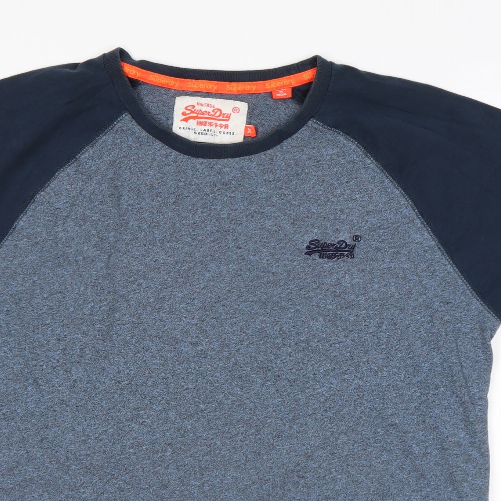 Superdry Mens Blue  Cotton  T-Shirt Size XL Round Neck